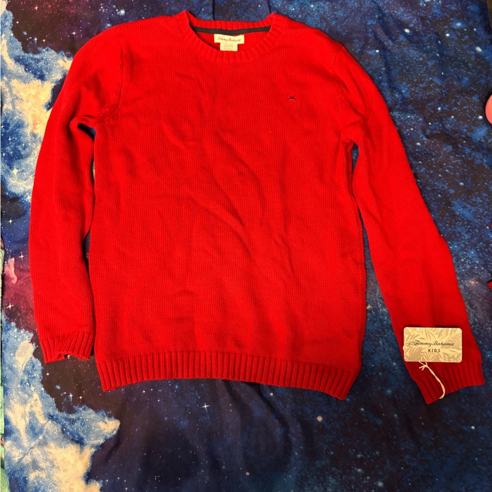 Tommy Bahama New Youth Teen Red Pull-over Long Sleeve Sweater